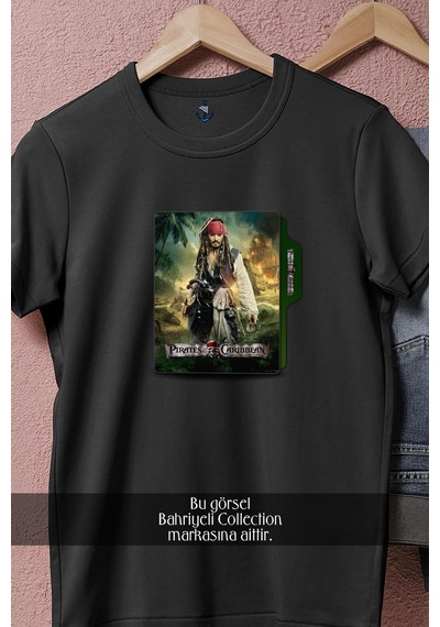 Bahriyeli Collection Oversize Pirates Of The Caribbean Tasarımlı Unisex T-shirt Siyah