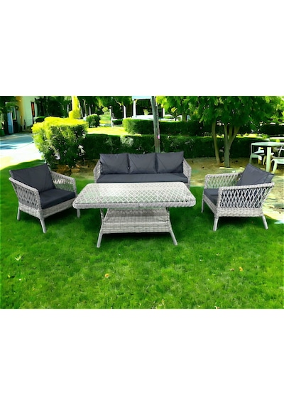 Monalin Home Garden I Loft 5'li Oturma Takımı Gri I Rattan El Örgüsü Bahçe Mobilyası Antrasit - Gri Monalin Home Garden I Loft 5'li Oturma Takımı Gri I Rattan El Örgüsü Bahçe Mobilyası Antrasit - Gri
