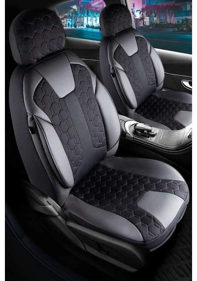 Seat Leon Reference Deri Detaylı Oto Koltuk Kılıfı Ön Arka Set Siyah Cyrus Scr