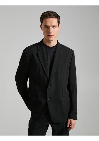 Koton Blazer Ceket Düğmeli Cepli Dikiş Detaylı Siyah 3sam50055hw 3SAM50055HW999 Siyah