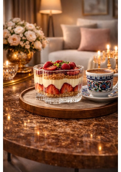 6 Lı Cam Puding Tatlı Dondurma Kahvaltılık Kase Seti Çerezlik Magnolya Magnolia Sunum Kasesi Şeffaf