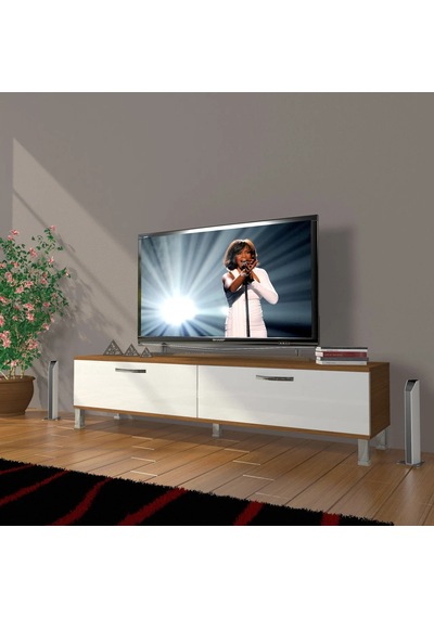 Decoraktiv Eko 140 Slm Std Krom Ayaklı Tv Ünitesi Tv Sehpası - Ceviz - Beyaz Ceviz - Beyaz Decoraktiv Eko 140 Slm Std Krom Ayaklı Tv Ünitesi Tv Sehpası - Ceviz - Beyaz Ceviz - Beyaz
