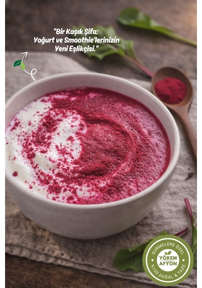 Yörem Afyon Doğal Renklendirici Ve Enerji Kaynağı Saf Nitratt Kırmızı Pancar Tozu Beta Vulgaris 120gr.