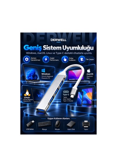 4 Port Type-c Usb Hub Alüminyum Gövde Çoklayıcı Dönüştürücü Macbook Laptop Bilgisayar Uyumlu Çoklu Giriş Çoklayıcı Tak Çalıştır Taşınabilir Hızlı Pratik Çoklu Bağlantı Çoğaltıcı Dağıtıcı