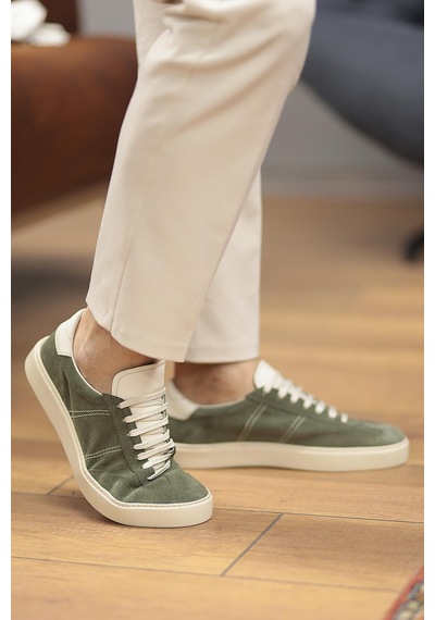 Shoetyle - Yeşil Hakiki Süet Bağcıklı Erkek Sneaker 666-3071-1249