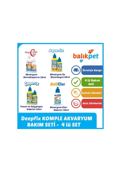 Akvaryum Bakımı Sağlık Seti 4 Lü- Akvaryum Su Düzenleyici Set