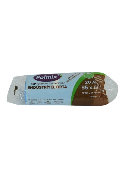 Polmix Çöp Torbası Orta Boy Mavi 20'li 55 x 60 CM 150 G