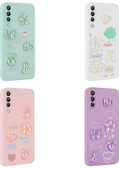 Galaxy A70 Kılıf Kabartma Figürlü Parlak Zore Toys Silikon Kapak Light Green