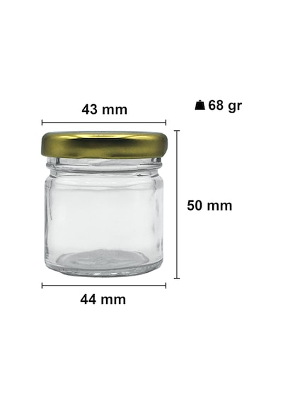 Afracam 40 Ml Metal Kapaklı Şeffaf Cam Kavanoz 10 Adet Siyah