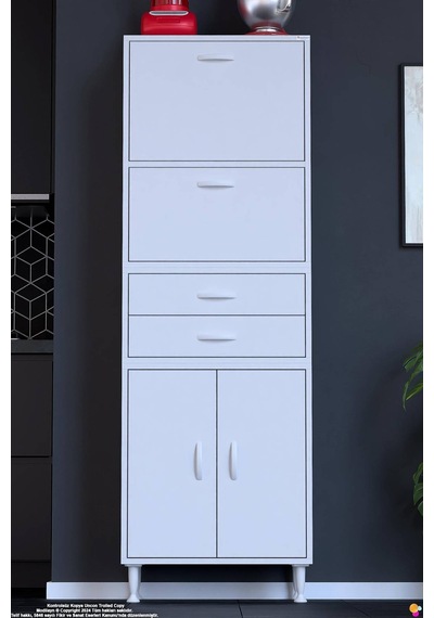 Nexa 55 Cm 2 Çekmece 4 Kapaklı Çok Amaçlı Mutfak, Bakliyat Ve Kahve Köşesi Banyo Dolabı 55x181x32 Cm Beyaz Nexa 55 Cm 2 Çekmece 4 Kapaklı Çok Amaçlı Mutfak, Bakliyat Ve Kahve Köşesi Banyo Dolabı 55x181x32 Cm Beyaz
