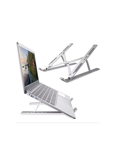 Apple Uyumlu MacBook Laptop Bilgisayar Standı Notebook Özel Yükseltici Stand Tablet Tutucu Ayarlı Metal Metal Stand-970