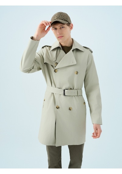 Regular Fit Erkek Trenchcoat Gri