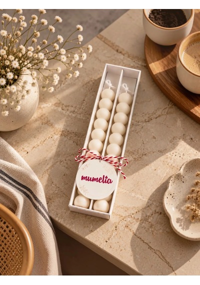 Mumelia Bubble Şamdan - Doğal Soya Kutulu Dekoratif Mum - 2'li - Beyaz - 1 Kutu