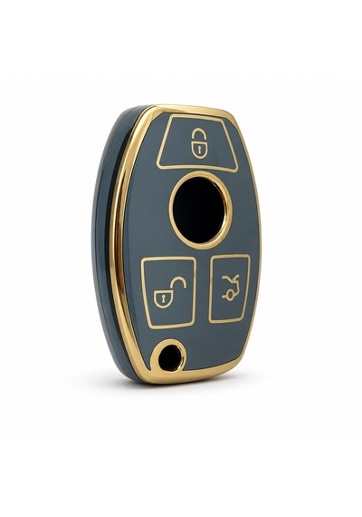 Autohan Keys Lüx Mercedes Benz 2001-2016 Arası Be Tipi Nano Anahtar Kılıfı Gri Gold Altın Renk