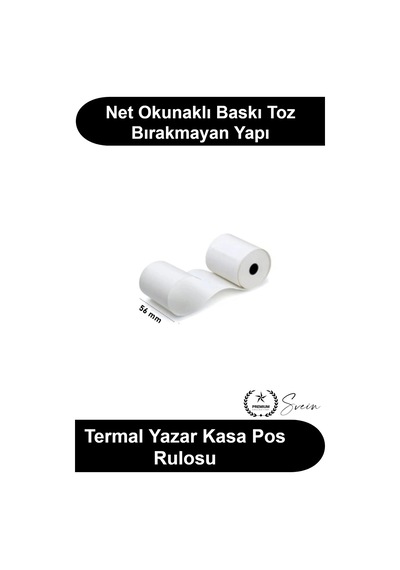 Termalrulo 56 Mm X 12 Metre Termal Kağıt Yazar Kasa Pos Rulosu Isıya Duyarlı Fiş Yazıcısı Uyumlu Ye