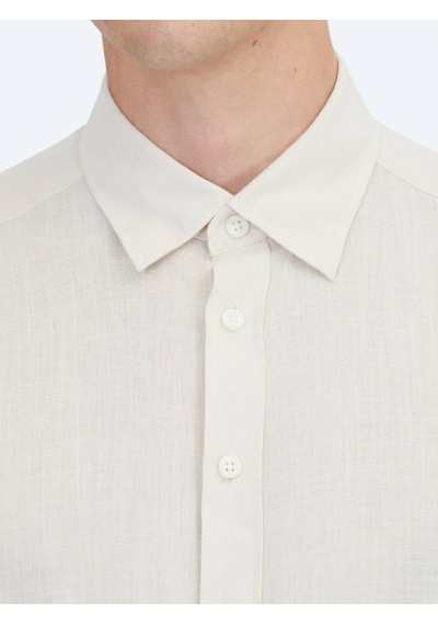 Kip Bej Regular Fit Dokuma Casual %100 Pamuk Gömlek