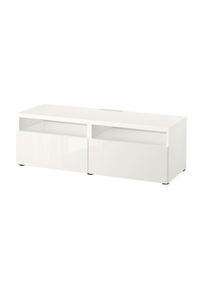 Tv Sehpası, Parlak Cila-beyaz, 120x42x39 Cm, Selsvıken, Çıt Çıt Raylı Beyaz Tv Sehpası, Parlak Cila-beyaz, 120x42x39 Cm, Selsvıken, Çıt Çıt Raylı Beyaz