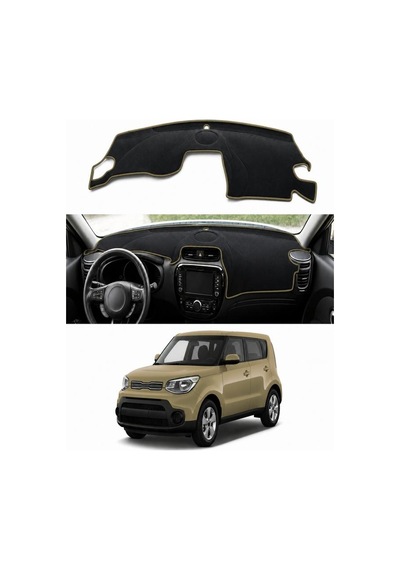 Kia - Soul 2014-2019 Uyumlu Torpido Koruma Kılıfı - Taba Şeritli