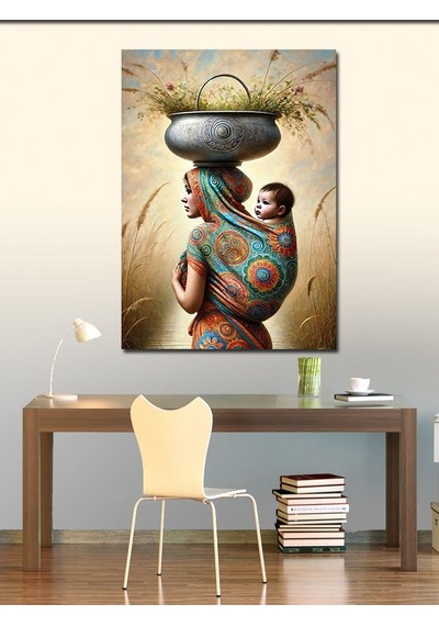 Kanvas Tablo Anne Ve Bebek Motifi 70cmx100cm