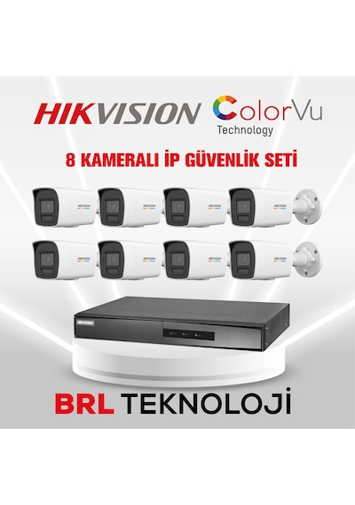 Hikvision 8 Kameralı 4 Mp Colorvu İp Güvenlik Kamera Seti Ds-2cd1047g2h-lıuf Dahili Mikrofonlu
