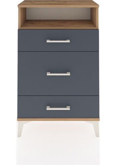 Arges Komodin Tek Raflı 3 Çekmeceli 60x30x96 Çam-antrasit Atlas Çam