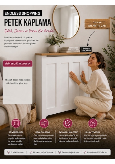 Petek Kaplama Modern Radyatör Kapatma Ünitesi Ön Panel Mdf Tasarım İç Ölçü 156 Cm Dış Ölçü 160 Cm Petek 156 Beyaz Üstü Çam D7 Petek Kaplama Modern Radyatör Kapatma Ünitesi Ön Panel Mdf Tasarım İç Ölçü 156 Cm Dış Ölçü 160 Cm Petek 156 Beyaz Üstü Çam D7