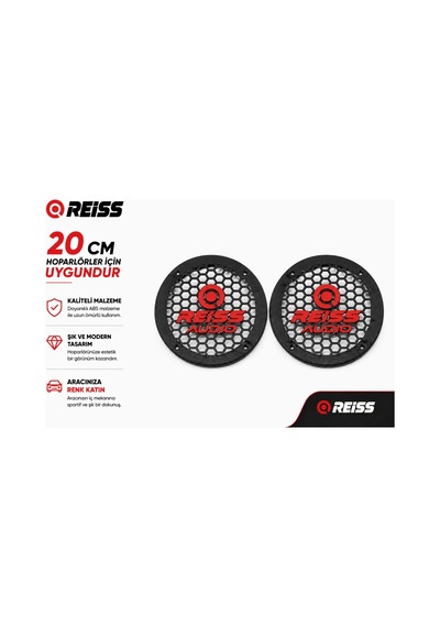 20cm Hoparlör Kapağı - Reiss Logolu Kaliteli Plastik Midrange Hoparlör Kapak 20 Cm - 2 Adet