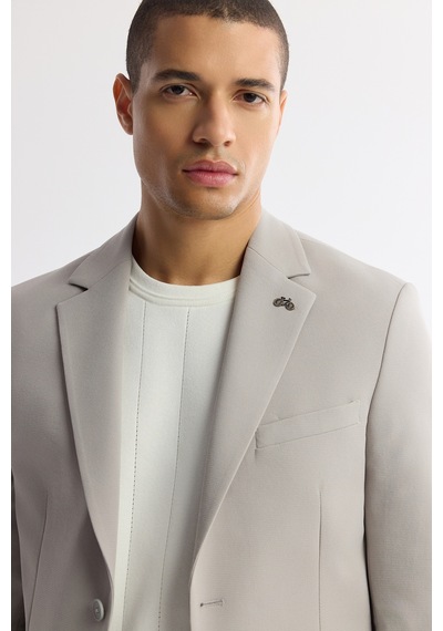 Avva Erkek Gri Mono Yaka Pamuklu Hafif Bi-stretch Blazer Comfort Slim Fit Ceket A51y4004