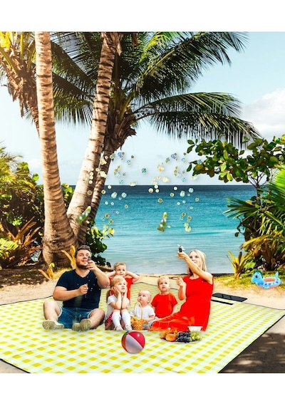Piknik Örtüsü, Masa Örtüsü,50-200 Cm 150-200 Cm Sarı Beyaz Kare Sarı Kare