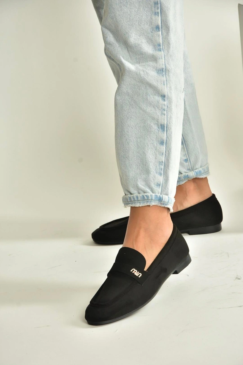 Fox Shoes V250017502 Siyah Süet Günlük Kadın Ayakkabı Siyah-süet