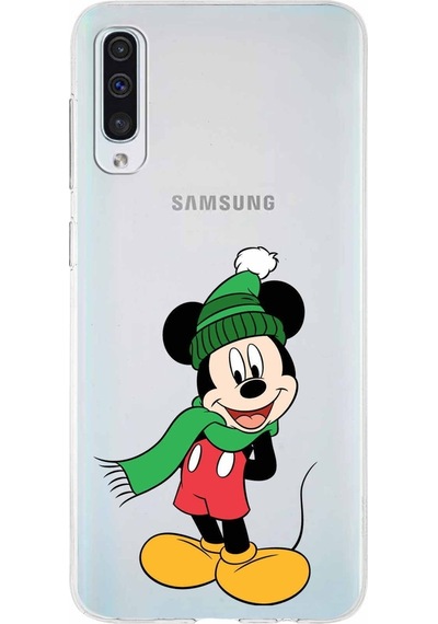 Samsung Galaxy Uyumlu A50s Kapak Mickey Mouse Tasarımlı Şeffaf Silikon Kılıf Şeffaf