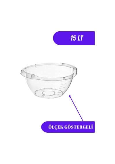 Şeffaf Badya Leğen Ölçek Göstergeli 15 Lt Beyaz