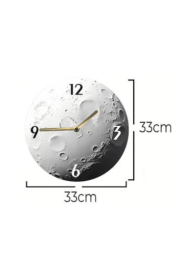 Zamanın Işıltısı Ay Yüzeyi Temalı Mdf Duvar Saati 33 Cm Sdw326 Renkli