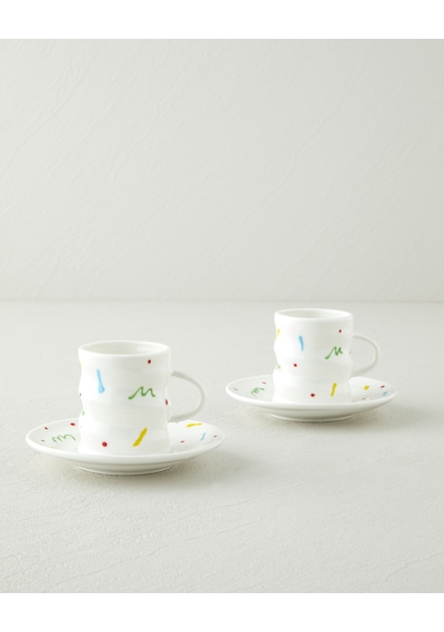 English Home Confella New Bone China 4 Parça 2 Kişilik Kahve Fincan Takımı 100 Ml Renkli Çok Renkli