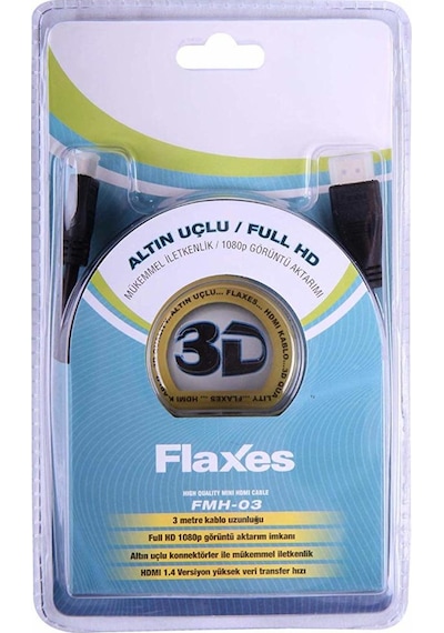 Flaxes Fmh-03 Mini Hdmi To Hdmi 3Mt 1 4Vr Altın Uç %100 Bakır