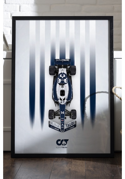 Alpha Tauri Siyah Ahşap Çerçeveli Poster, Dekoratif Formula 1 Duvar Tablosu