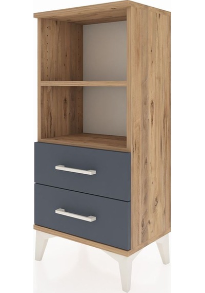 Arges Komodin 2 Raflı 2 Çekmeceli 44x30x96 Çam-antrasit Çam
