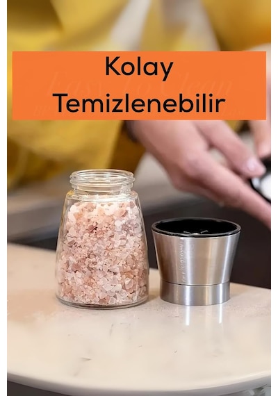 2li Set Metal Krom Kapaklı Cam Tuz Karabiber Değirmeni Gümüş Mıt1244