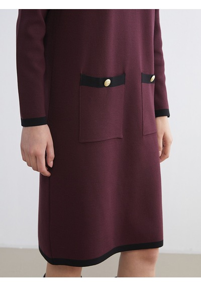 Lcwaıkıkı Classic Bordo Bisiklet Yaka Triko Elbise