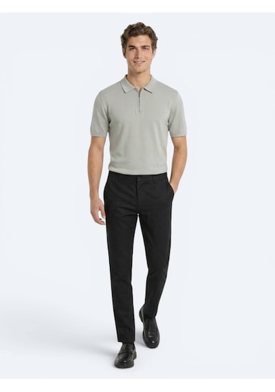 Kip Siyah Dokuma Relaxed Fit Casual Pamuk Karışımlı Pantolon