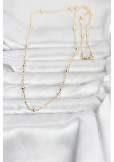 Cm 14k Gold Renk Top Zincir 60 Cm Kadın Kolye Çok Renkli