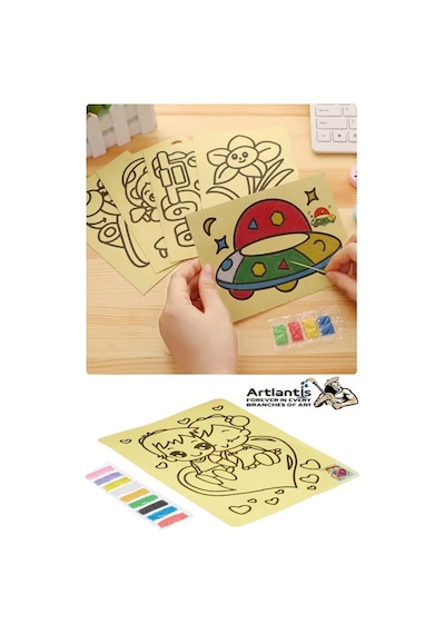 Kum Boyama Seti 15 Adet 20x30 Cm A4 Boyutunda Büyük Boy Kaliteli Kum Boyama Çalışması Tuz Boyama Etkinlik