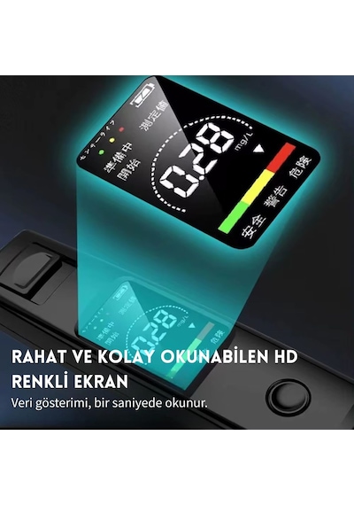 Techtic Yüksek Hassasiyetli Alkol Test Cihazı Profesyonel Temassız Alkolmetre Şarjlı Promil Ölçer