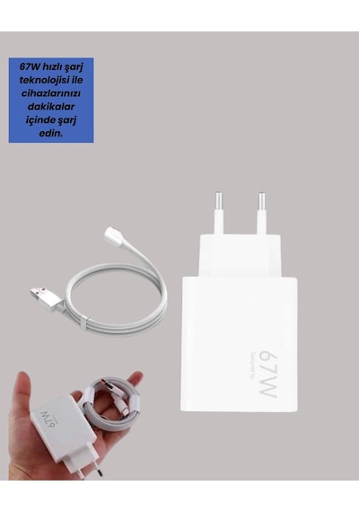 67w Turbo Hızlı Şarj Adaptörü Ve Type-c Kablo Güvenli Şarj Teknolojisi