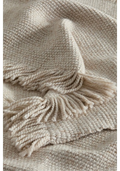 The White Company Lowell Battaniye, %100 Merino Yünü, 200 X 140 Cm Polyester Battaniye Bej