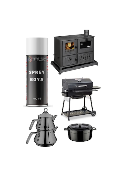 Replax Soba Mangal Isıya Dayanaklı 600° Sprey Boyası 400 ML Siyah