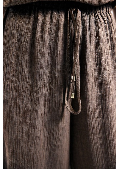 Sateen Glow Pantolon - Kahve-137351