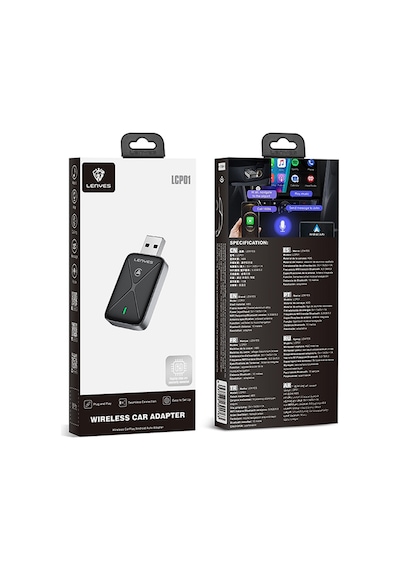 Wireless Transmitter Adaptör Lenyes Lcp01 Usb Bluetooth 5.0 Siyah