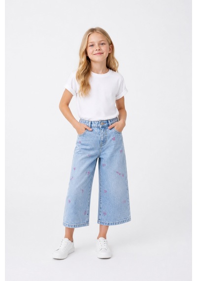 Eray Alp Kids Kız Çocuk Fiyonk Desenli Jean Pantolon Günlük Rahat Kombin Mavi