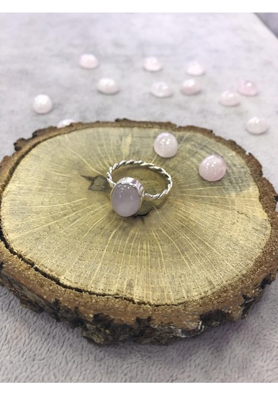 Pembe Kuvars Taşlı Gümüş Yüzük 925 Ayar Doğal Taş - 271961492